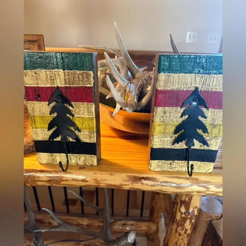 Pendleton Patterned Wall Hooks Rustic Decor set of 2